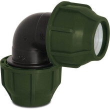Kulma 90 PP 25 mm puristin 10 tanko musta-vihreä