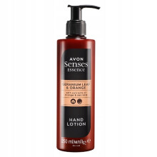 Loción de manos AVON Senses Essence con geranio, hoja de geranio y naranja