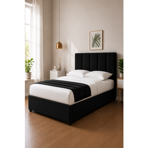 Modern Upholstered Bed with USB, Drawers Black4FT6 2