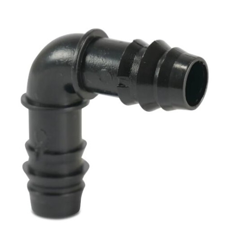 Codo de 90 POM de 32 mm corrugado de 4 barras, negro