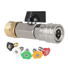 Kit Valvola A Sfera per Idropulitrice Ad Alta Pressione con Connettore Rapido da 1/4 di Pollice e Interruttore M22 da 14 mm per Tubo Flessibile per