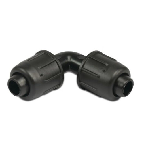 Codo de 90 PP 25 mm bloqueo 4 barras negro