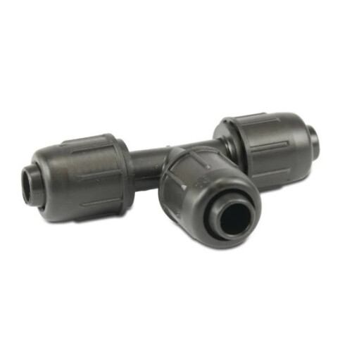 90 T-stykke PP 20 mm lås 4 bar sort