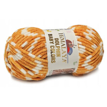 HIMALAYA TYKT garn DOLPHIN BABY COLORS 80433 orange og hvid