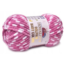 HIMALAYA TYKT garn DOLPHIN BABY COLORS 80435 pink og hvid