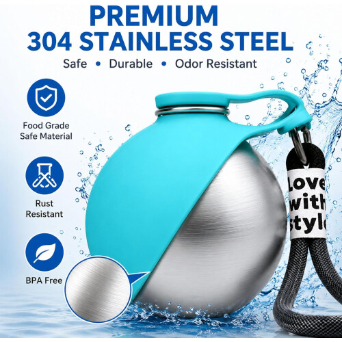 (Blue plastic, -) Bouteille eau chien 2-en-1, 10oz/285ml 1