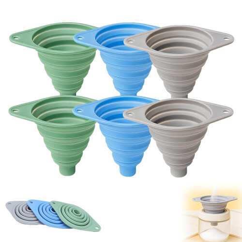 (6 pcs, -) 3 entonnoirs silicone, pliables