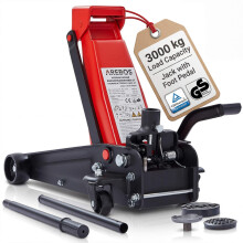 AREBOS 3T Hydraulic Trolley Floor Car Jack with integrated foot pedal | Underride height 130-508 mm |2 pads|Quick Lift Jack Stand