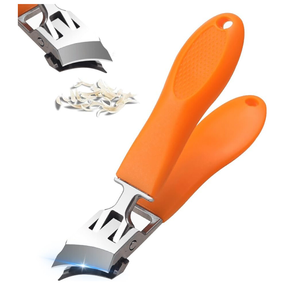 Oimg (Orange, -) Curved Toenail Clippers, Wide Jaw Anti-Splash Orange