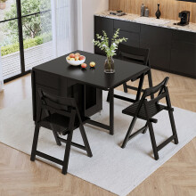 150cm Black Solid Wood Folding Dining Table