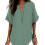 (Brown, Large) Damen Kurzarm Bluse, Einfarbig, Casual, Alltag, Top, Basic, Damen, Mode, Freizeit, Business, Bluse 2