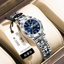(P306 silver shell blue surface steel belt model) Premium Brand Women New Luminous Quartz Wristwatch, Fashion Water Resistant Luxury Watch