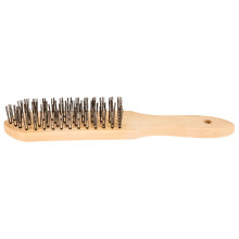 Brosse métallique à 6 rangées, manche en bois