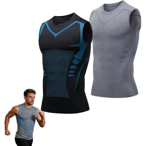 (2pcs-a, Medium) Débardeur compression, homme, sport