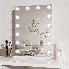 Dripex Hollywood Vanity Mirror with Lights, 4052cm Large Lighted Makeup Mirror with 14 Dimmable LED Bulbs, 3 Color Modes, USB Cable, Wall Mounted, T