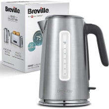 Breville Edge Low Steam Kettle | 1.7L | 3kW Fast & Quiet Boil Kettle | Energy Efficient | Brushed Stainless Steel [VKT236]