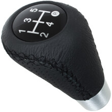 Pomo de palanca de cambios de 5 velocidades UNIVERSAL TUNING en cuero negro y plata