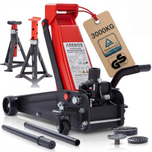 AREBOS 3T Hydraulic jack with foot pedal | 2x jack stands | 3 tons load capacity | 2 supports | jack stands car