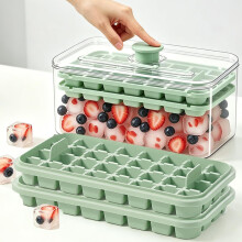 (Double Layer, Green, 1pcs, -) Silikon Eiswürfelform, Doppellagig, Gelb Grün, 1 Stück, Presse, Freigabe, Behälter, Kühlschrank, Whiskey, Cocktail