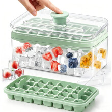 (Single Layer, Green, 1pcs, -) Silikon Eiswürfelform, Doppellagig, Gelb Grün, 1 Stück, Presse, Freigabe, Behälter, Kühlschrank, Whiskey, Cocktail