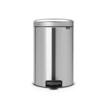 Brabantia NewIcon Pedal Bin 20L (Matt Steel) Soft-Closure Rubbish Bin with Removable Inner Bucket + Free Bin Bags