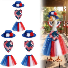 (Red White Blue 3pcs, -) 2026 4th July Patriotic Porch Goose Costume, Garden Decor