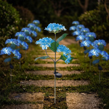 (Blue, 1PCS) Solar Hydrangea Fairy Lights, Waterproof Colourful LED