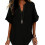 (Black, Medium) Damen Kurzarm Bluse, Einfarbig, Casual, Alltag, Top, Basic, Damen, Mode, Freizeit, Business, Bluse 1