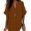 (Brown, Large) Damen Kurzarm Bluse, Einfarbig, Casual, Alltag, Top, Basic, Damen, Mode, Freizeit, Business, Bluse 1