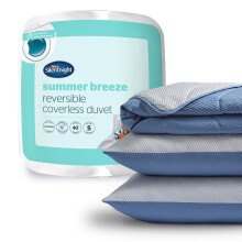 Silentnight Summer Breeze Coverless Duvet - Seersucker 2.5 Tog Summer Lightweight Super King Duvet Quilt Reversible - Includes Matching Pillowcase