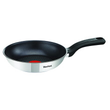 Tefal Comfort Max 28cm Stainless Steel Wok, Durable Non-Stick Pan with Thermo-Spot Heat Indicator, Induction Compatible Base, Comfortable Grip Handle,