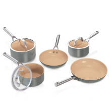 Ninja Extended Life 5-Piece Ceramic Cookware Set (20 & 24cm Frying Pans + 16, 18 & 20cm Saucepans & Lids), Non-Stick (No PFAs, PFOAs, Lead or Cadmium)