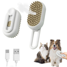 (White, -) 2025 4 in 1 Pet Steam Groomer Comb, Self Cleaning Cat Brush