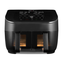 Instant Pot - Vortex Plus Dual Black Air Fryer - Large 7.6L, Family Size - Twin, Double 3.7L Baskets, Clear Window, Food Dehydrator, Grill, Bake