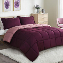 HIG 3 Pieces Plum Reversible Coverless Duvet King - 240 x 220cm - OEKO-TEX Certified - 10.5 Tog Duvet with Corner Tabs