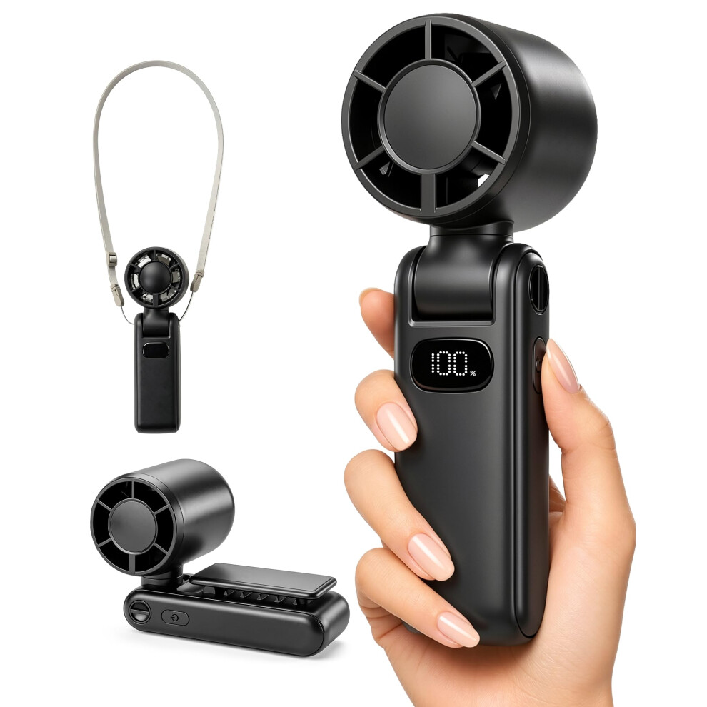 Portable Fan, Handheld Fan Rechargeable 3600mAh, Mini Personal Fan with Magnetic Clip, 1-100 Speed Turbo Airflow, 360 Adjustable Angle, Small Travel-image-OPC-PVYZ6X7-NEW