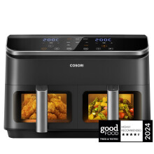 Cosori Dual Air Fryer, 8.5L Family Size, 8-In-1 Double Airfryer, Air Fry, Roast, Bake, Sync Cook & Finish, Fast and Energy Save, Healthy 50+ Online Re
