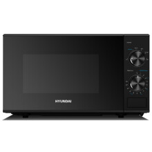 Hyundai 800W 20L Black Solo Microwave, Dial Control, Stainless Steel Interior, D