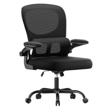 naspaluro Comfy Ergonomic Office Chairs, High Big Tall Study Desk Computer Chair with Back Support, Adjustable Flip-up Armrests Black Work Chair, Swiv