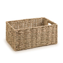 Woodluv Storage Baskets for Shelves, Woven Seagrass Hamper Gift Basket Bathroom, Bedroom, Storage Organiser Shelf Basket, Medium