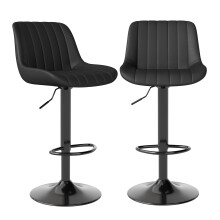 Youhauchair Bar Stools Set of 2, Swivel Counter Height Barstools with Back, Adjustable PU Leather Bar Chairs, Modern Armless Kitchen Island Stool