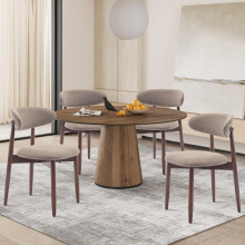 COLAMY Modern Dining Chairs Set with Wooden Legs – Upholstered Fabric Dining Roo