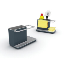 Joseph Joseph Caddy Kitchen Sink Area Organiser with Sponge Holder and Cloth Hanger - Grey