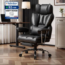 Efomao Desk Office Chair, Big and Tall PU Leather Ergonomic Office Chair, 200KG Adjustable High Back Computer Chair,Executive Swivel Chair with Footre