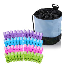 Minky Drawstring Peg Bag + 48 SureGrip Pegs, Holds Over 100 Clothes Pegs, Drawstring Design & Strong Clip, Breathable Mesh Base, Strong & Durable Weat