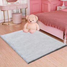 ORINOVA Faux Fuzzy Washable Fur Area Rugs for Bedroom 90x150cm Silver Gray Fluffy Rug for Living Room Cute Room Nursery Rug