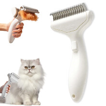 (White 1PC, -) 2026 Double Sided Undercoat Rake, Dematting Pet Brush