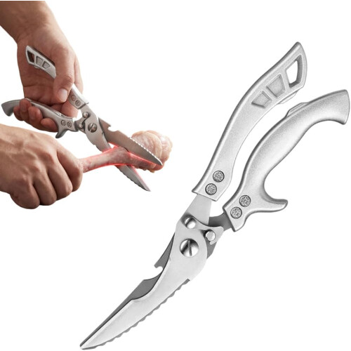 (Silver 1pcs, -) Ciseaux cuisine, coupe os, acier