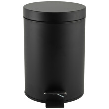 Beldray LA038098BLKFEU7 Bathroom Pedal Bin – Small Round Stainless Steel Sanitary Waste Bin For Bedroom, Office, Kitchen, Toilet, Soft Close Rubbish