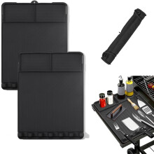 (Black 2pcs, -) Silicone BBQ Side Shelf Mat, Non-Stick Grill Tool Organizer